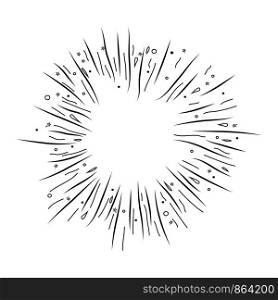 vector abstract sketch of radial burst. black star explosion isolated on white background. radial star burst graphic design