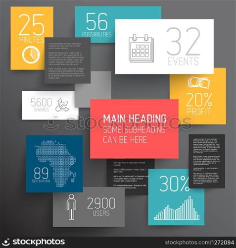 Vector abstract squares illustration / infographic template with place for your content on dark background