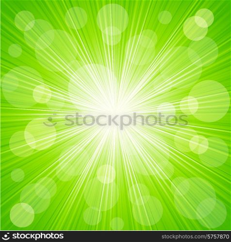 Vector Abstract summer green sunburst light background