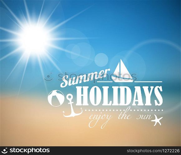 Vector abstract summer poster with beach background