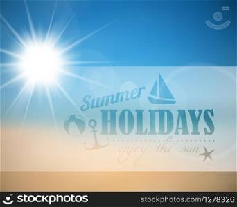 Vector abstract summer poster with beach background