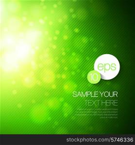 Vector abstract technology background with green bokeh light. Vector bokeh background