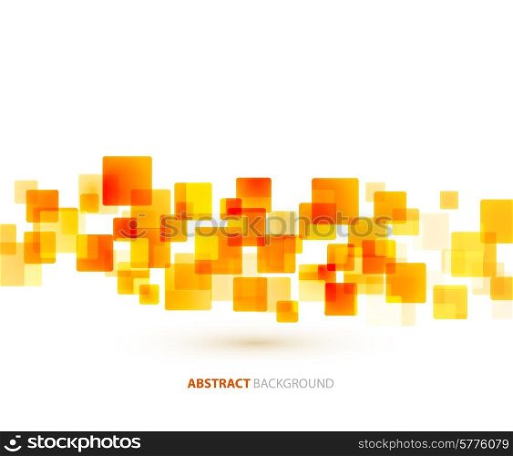 Vector abstract technology background with orange square shapes. Mosaic banner. Squares abstract background