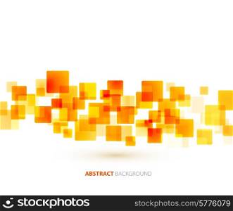 Vector abstract technology background with orange square shapes. Mosaic banner. Squares abstract background