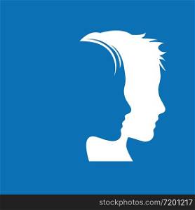 Vector abstract two people, teamwork, friendship, couple and family concept