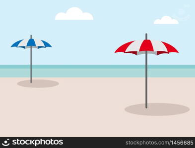Vector abstract umbrella on the beach, summer background