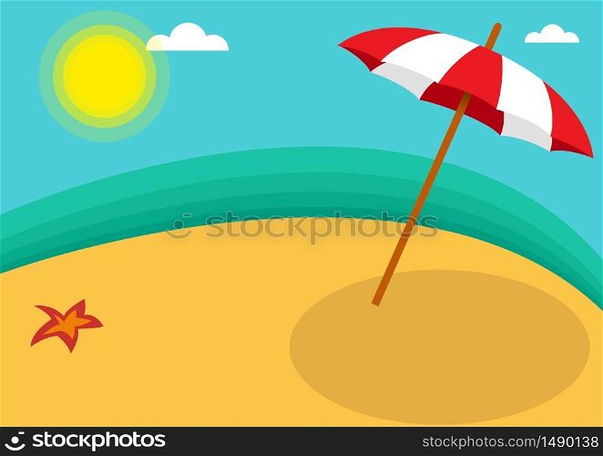 Vector abstract umbrella on the beach, summer on island background concept
