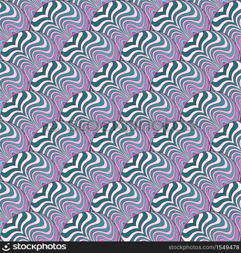 Vector abstract vintage pattern. Waves background with distortion effect. Optical illusion.. Waves background with distortion effect