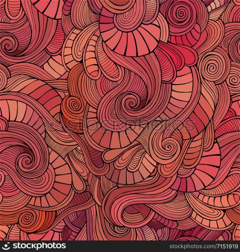 Vector abstract waves decorative doodles seamless pattern. Vector waves decorative doodles seamless pattern
