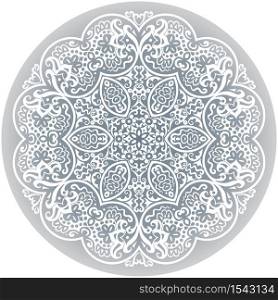 Vector abstract white decorative floral ethnic round ornamental illustration.. Vector white ethnic round ornamental illustration.