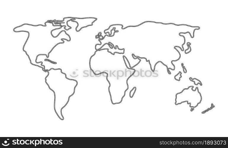 vector abstract world map isolated on white background. graphic design of simple thin line drawing of world map