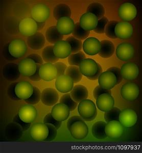 Vector abstraction. Microorganisms in water. Bacteria green. Vector abstraction. Microorganisms in water
