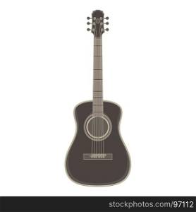 Vector acoustic guitar flat icon isolated. Black music illustration instrument front view.