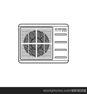 vector air conditioning outdoor unit. vector black monochrome outline design air conditioning device outdoor unit illustration isolated on white background