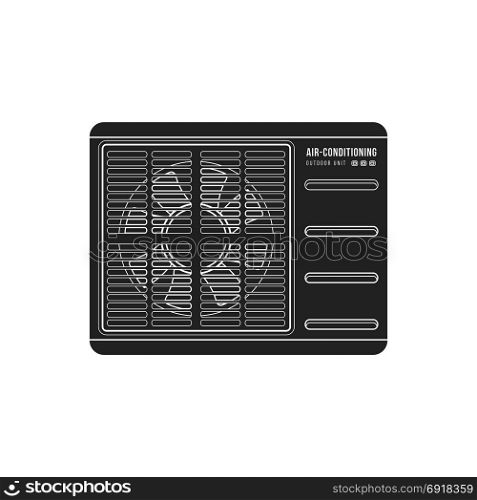 vector air conditioning outdoor unit. vector black monochrome solid design air conditioning device outdoor unit illustration isolated on white background