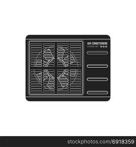 vector air conditioning outdoor unit. vector black monochrome solid design air conditioning device outdoor unit illustration isolated on white background