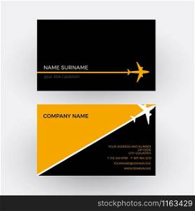 Vector air travel background. Black and orange business card