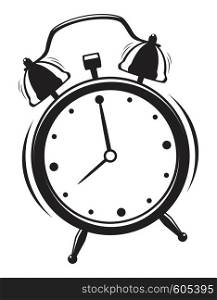 vector alarm clock isolated on white background. eight o'clock time. retro alarm clock icon ringing to wake up