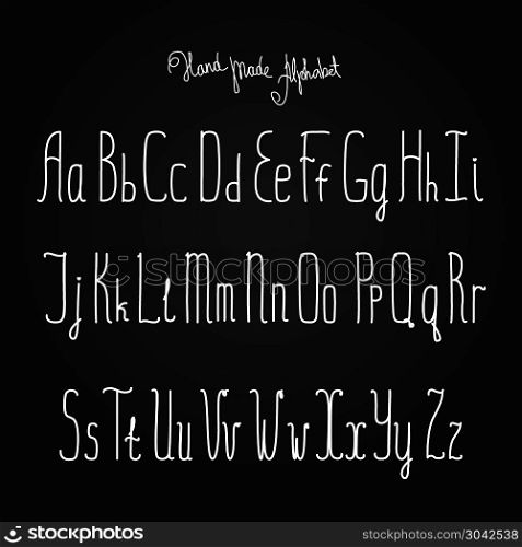 Vector alphabet. Hand drawn letters. Vector alphabet. Hand drawn letters on black background.. Vector alphabet. Hand drawn letters