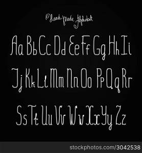Vector alphabet. Hand drawn letters. Vector alphabet. Hand drawn letters on black background.. Vector alphabet. Hand drawn letters