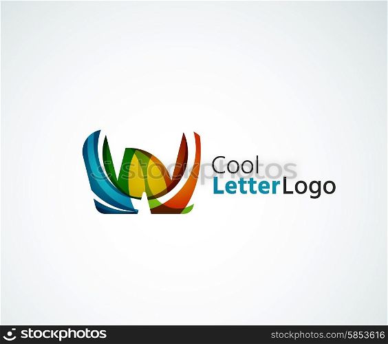 Vector alphabet letter logo. Created with transparent colorful overlapping geometric shapes, waves and flowing elements