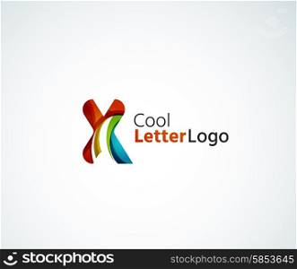 Vector alphabet letter logo. Created with transparent colorful overlapping geometric shapes, waves and flowing elements