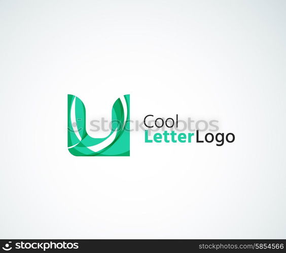 Vector alphabet letter logo. Created with transparent colorful overlapping geometric shapes, waves and flowing elements