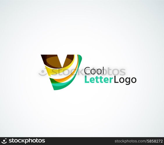 Vector alphabet letter logo. Created with transparent colorful overlapping geometric shapes, waves and flowing elements