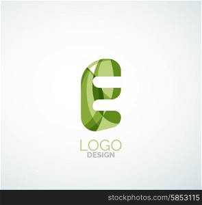 Vector alphabet letter logo. Created with transparent colorful overlapping geometric shapes, waves and flowing shapes