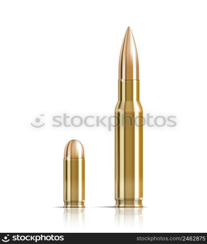 Vector Ammunition bullets on white background. EPS10 opacity. Editable EPS and Render in JPG format