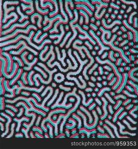vector anaglif design circle textured Turing morphogenesis reaction diffusion pattern organic ornament dark background