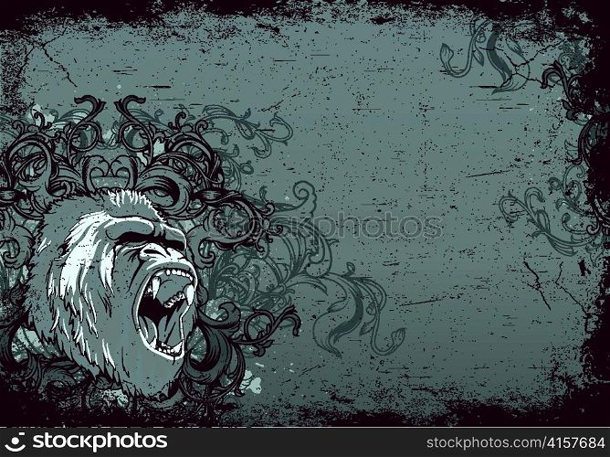 vector angry gorilla with floral