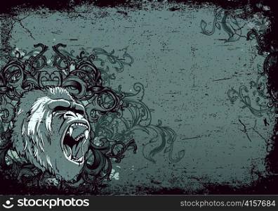 vector angry gorilla with floral