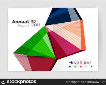 Vector annual report geometric template, 3d shapes