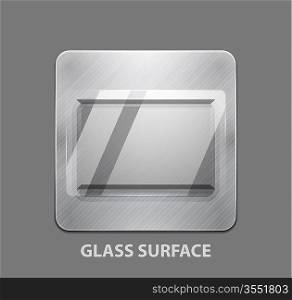 Vector app icon. Metal button with glass surface