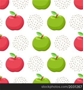 vector apple fruit seamless background. healthy natural diet food illustration. seamless pattern with fresh green and red apples