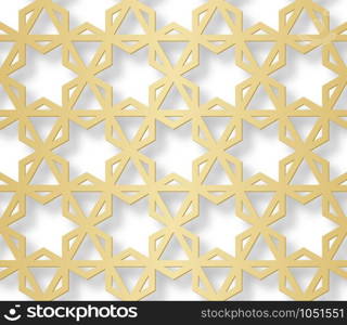 Vector arabic seamless pattern illustration with 3D effect for the festive design of the brochure, website, print.. Arabic seamless pattern with 3D effect for the festive design of the brochure, website, print. Vector illustration