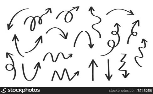 Vector arrow set. Set of hand-drawn arrows isolated, elements for presentation
