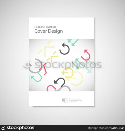Vector arrows set on a white brochure. Vector arrows set on a white brochure.