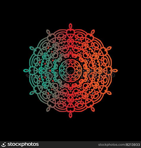 vector art of circular pattern in mandala shape for Henna, Mehndi, decoration. ethnic oriental style decorative illustration golden color