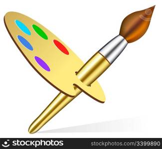 Vector artist&rsquo;s palette and brush