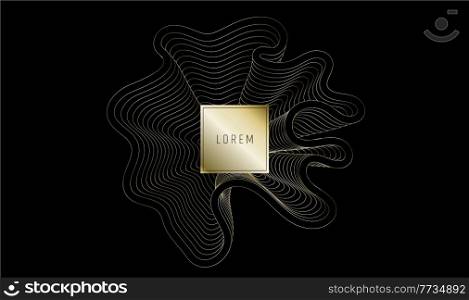 Vector artistic covers design. Gold foil distort lines luxury backgrounds. Trendy pattern, graphic poster, cards.. Gold lines template, artistic covers design, colorful luxury backgrounds. Trendy pattern, graphic poster, cards. Vector illustration