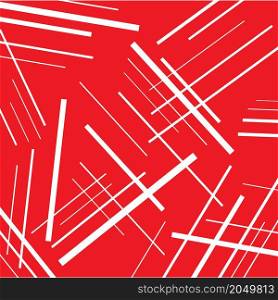 Vector artistic illustration. Abstract white lines on red background.