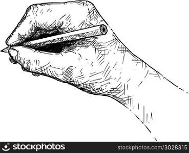 Vector Artistic Illustration or Drawing of Hand Writing or Sketching With Pencil. Vector artistic pen and ink drawing illustration of hand writing or sketching with pencil.