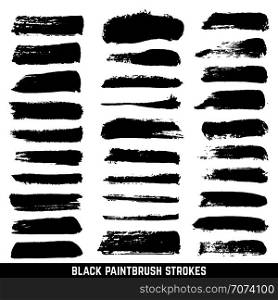 Vector artistic ink paint blob brushes. Inked brushed strokes isolated. Dirty black brushstrokes collection. Illustration paintbrush drawing ink stroke. Vector artistic ink paint blob brushes. Inked brushed strokes isolated. Dirty brushstrokes collection
