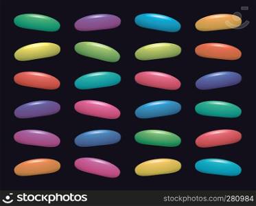 vector assortment of colorful fruit gelatin jelly beans on black background