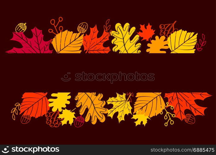 Vector autumn background. Vector autumn background. Fall leaves and place for your text on dark brown background