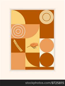 Vector autumn cover notebook. Graphic Background with wheat, bird. Brown, beige autumn colors. Minimal natural Boho style. Design notebook, card, stories, postcard, cover, invitations.. Vector autumn cover notebook. Graphic Background with wheat, bird. Brown, beige autumn colors.