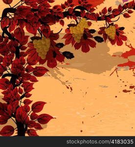 vector autumn grunge background with grape