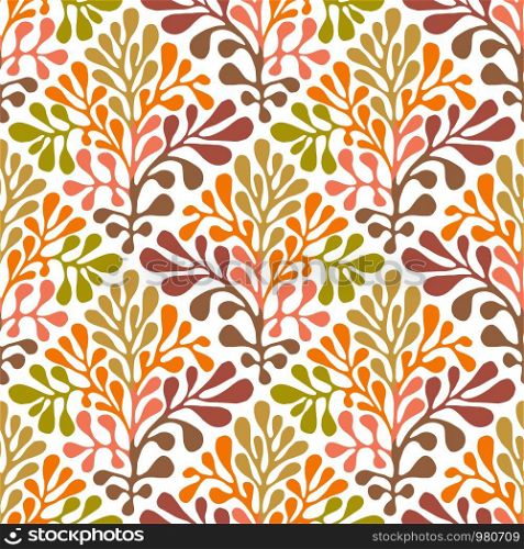 Vector Autumn Seamless Floral Pattern. Hand drawn traditional Mexican otomi style pattern